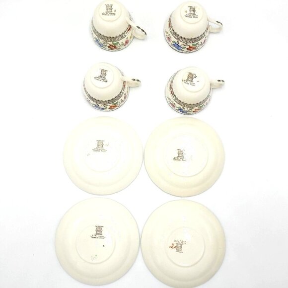 Set of 4 Spode Copeland "Chinese Rose" Teacups & Saucers Vtg England - Picture 4 of 16